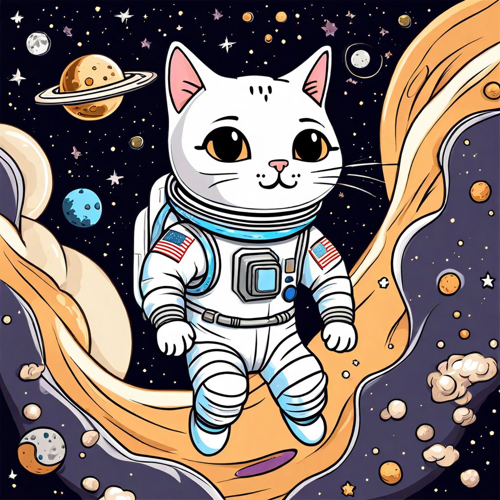 a cat astronaut exploring space