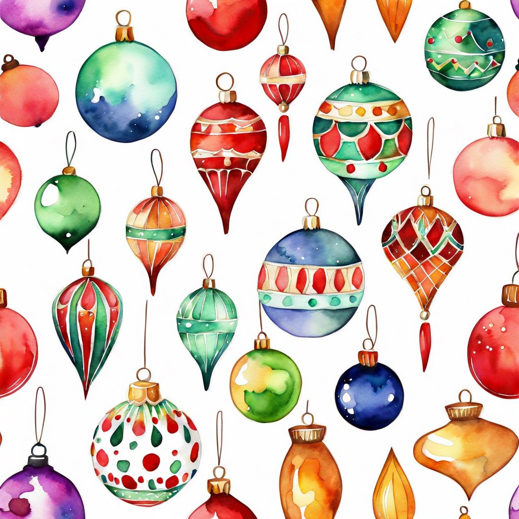 a collection of holiday ornaments