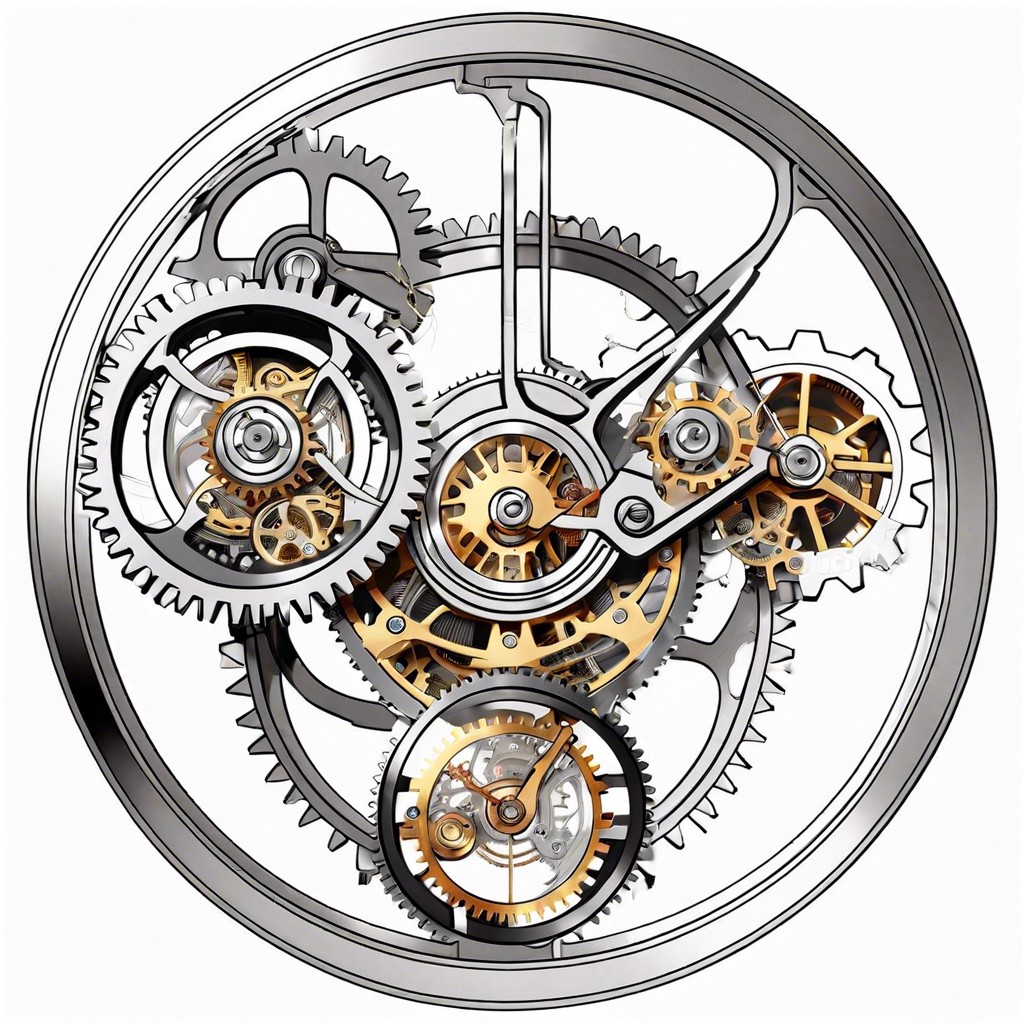 a complex mechanical watch with all gears and springs visible
