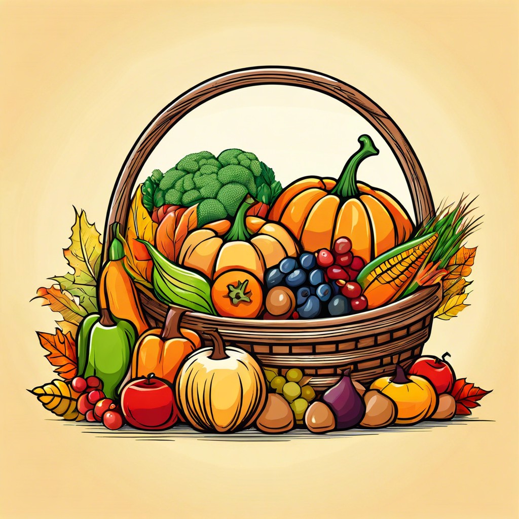 a cornucopia overflowing with fruits and vegetables