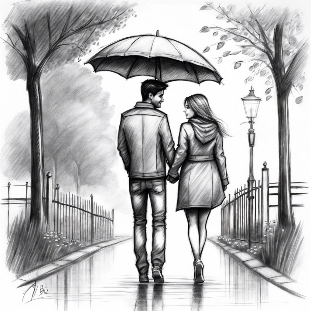 a couple sharing an umbrella