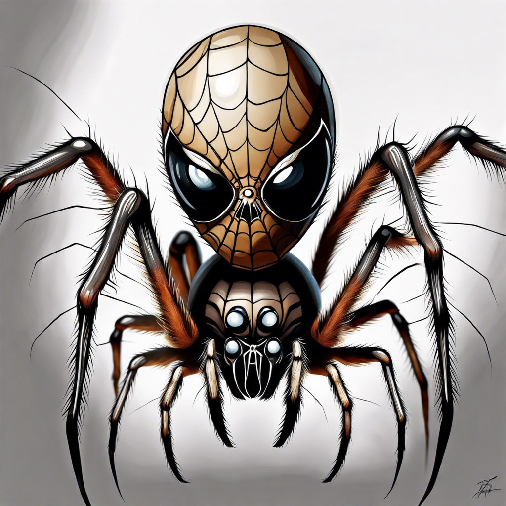 a detailed drawing of a spider with a human face