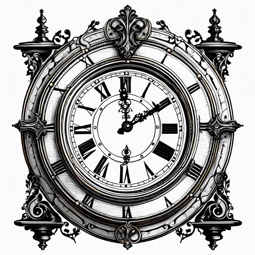 a detailed drawing of an antique clock