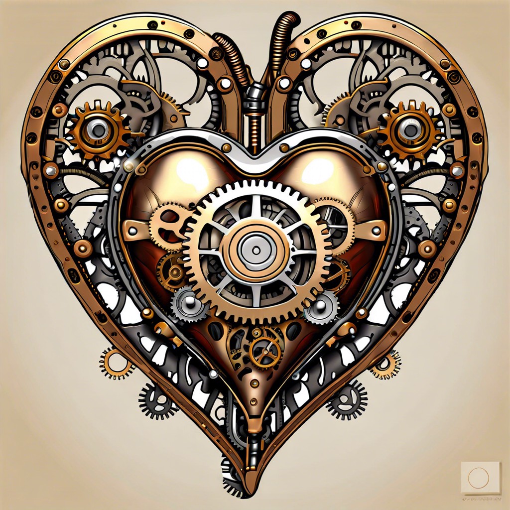 a detailed mechanical heart