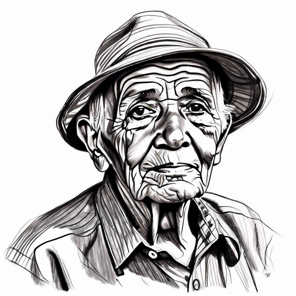 a detailed portrait of an elderly person with expressive eyes