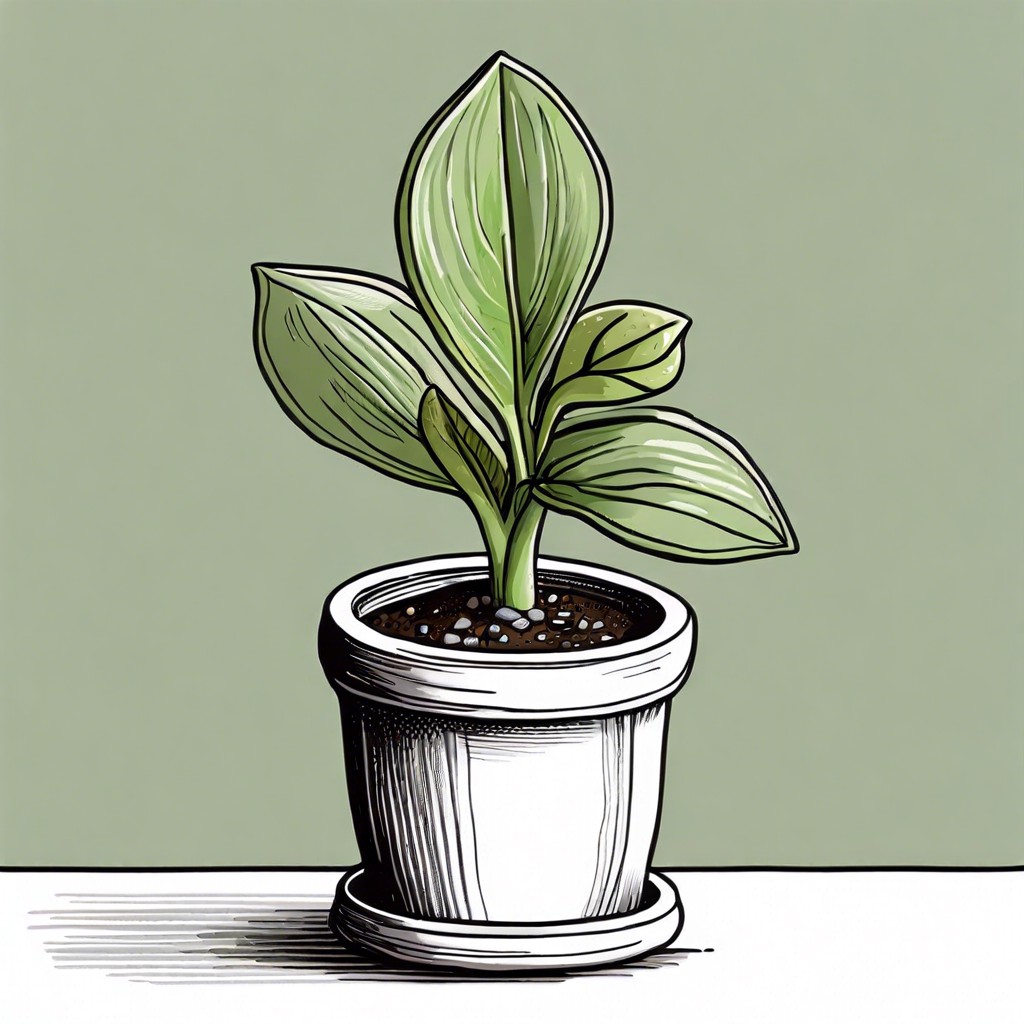 a diminutive houseplant in a thimble