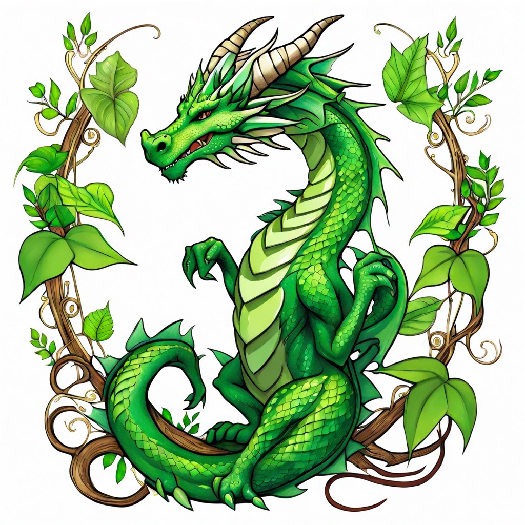 a dragon made of foliage