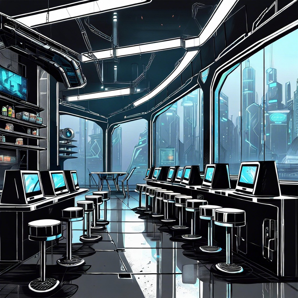 a dystopian cyber cafe