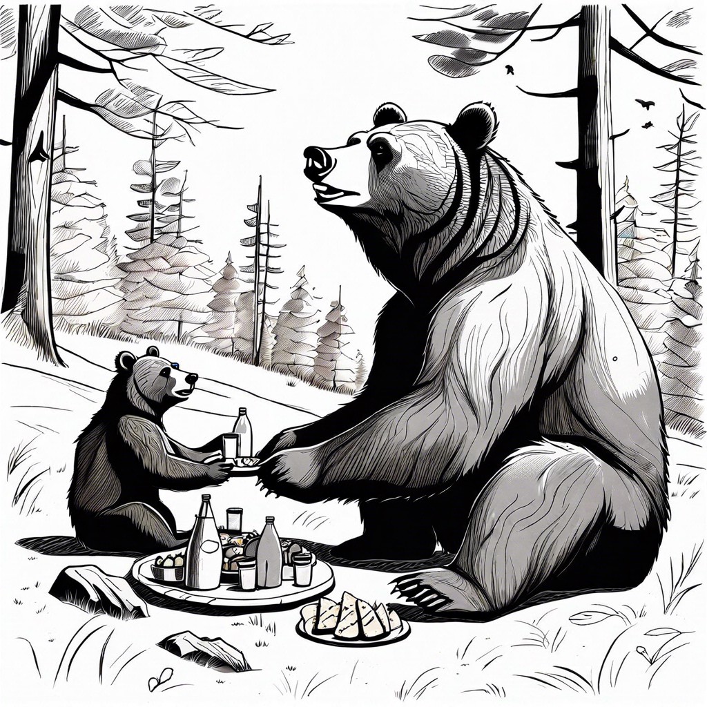 a family of bears having a picnic