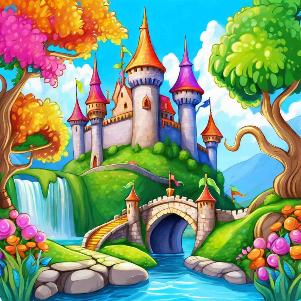 a fantasy castle with a moat and dragon