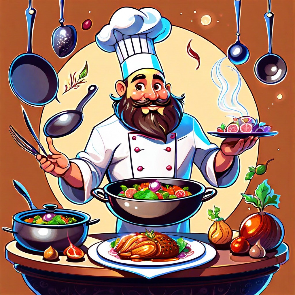 a fantasy chef with dishes that come to life