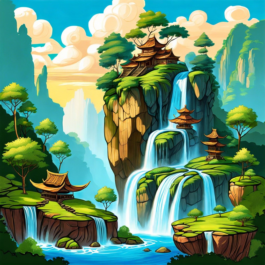 a fantasy landscape with floating islands