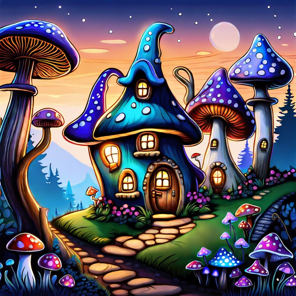 a fantasy mushroom village