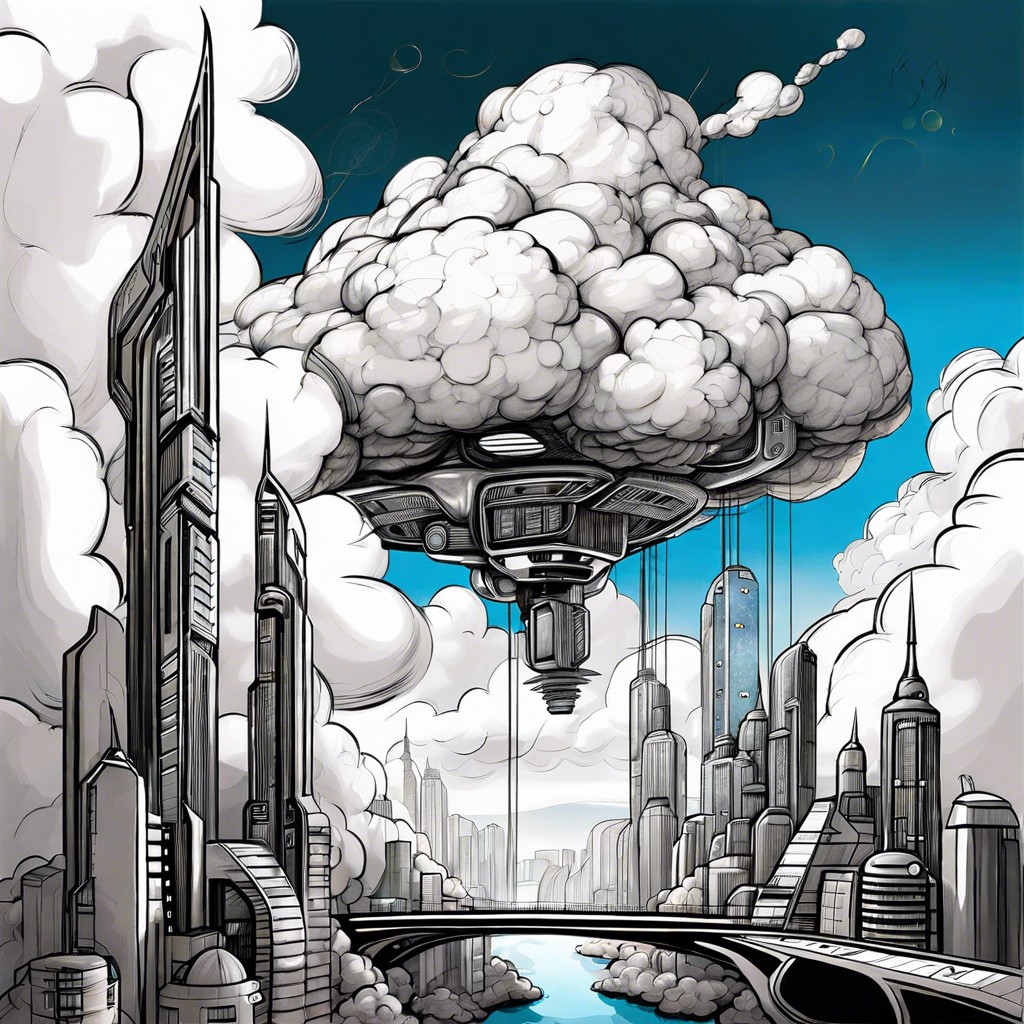 a floating city in the clouds