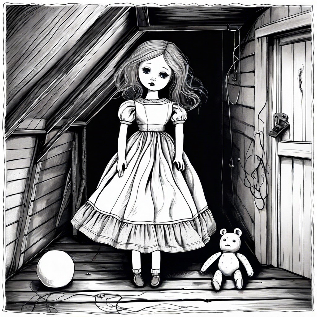 a forgotten doll in a dusty attic