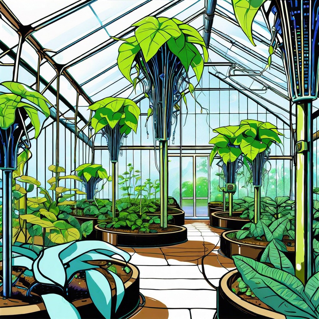 a futuristic botanical garden