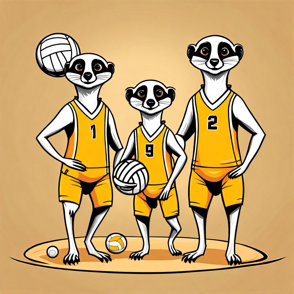 a group of meerkats playing volleyball