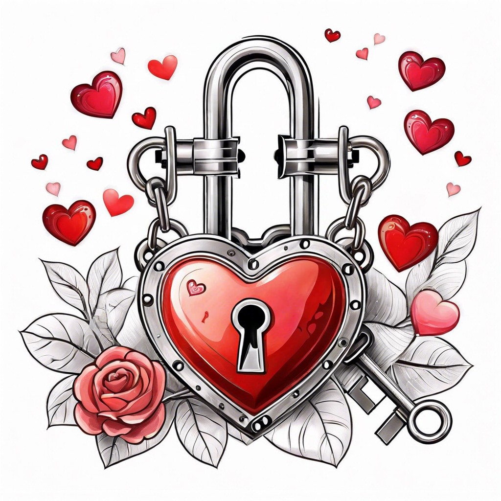 a heart shaped lock with keys lying next to a love letter