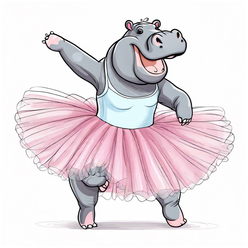 a hippopotamus in a tutu doing ballet