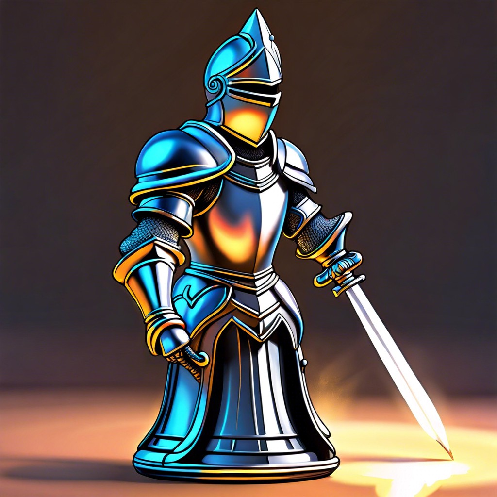 a knight chess piece surrounded by a magical aura coming to life
