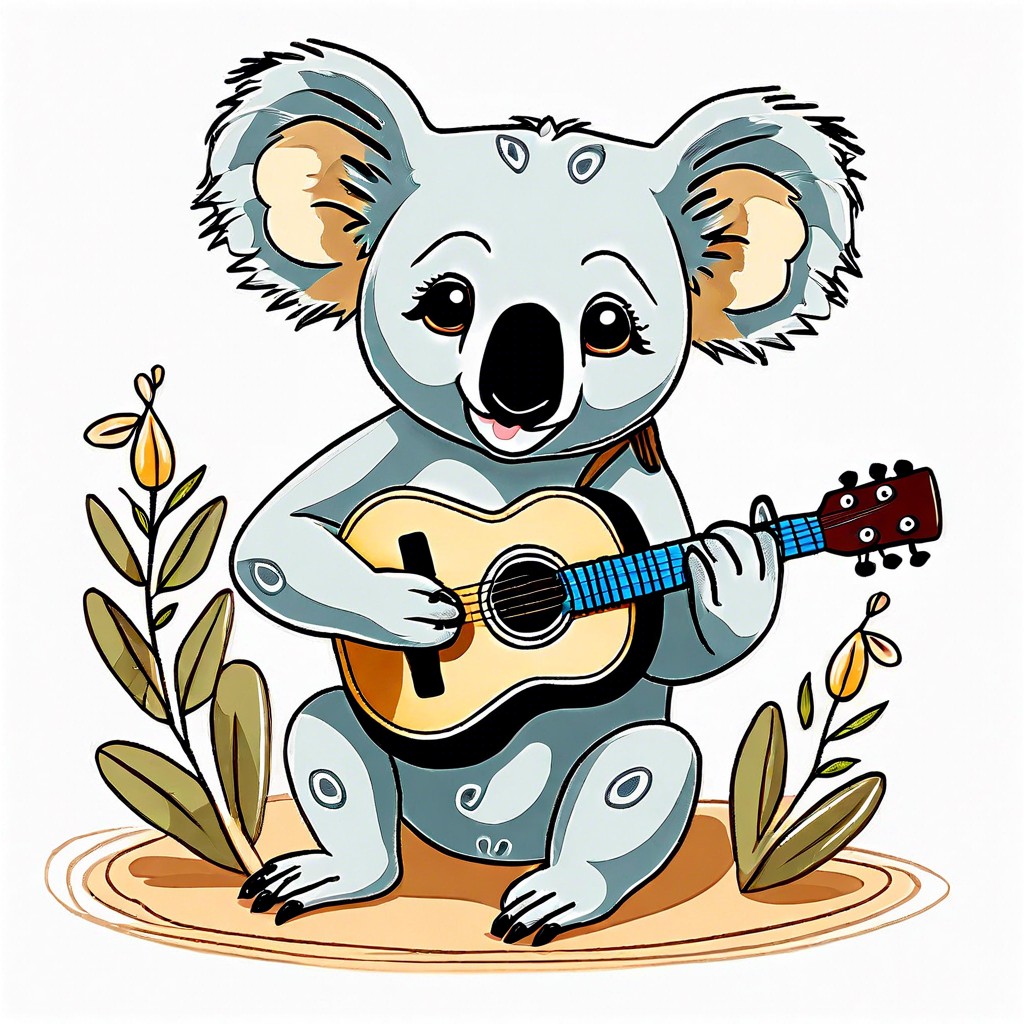 a koala playing a guitar