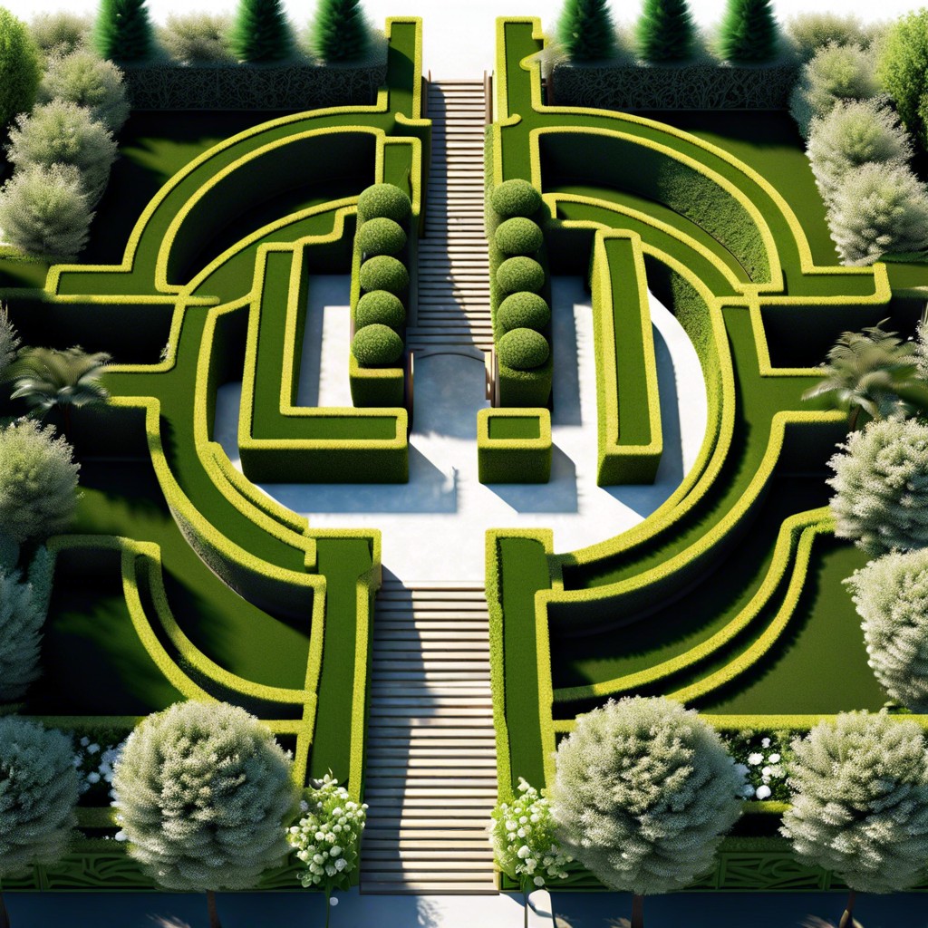 a labyrinth garden seen from above
