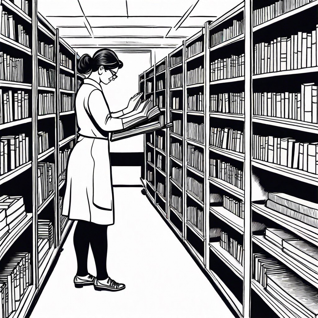 a librarian organizing shelves