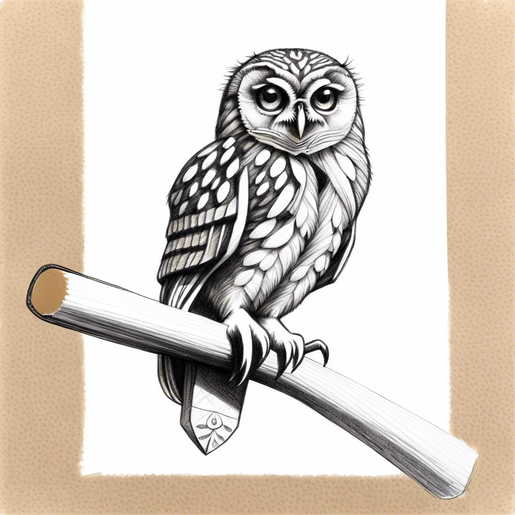 a little owl perched on a pencil