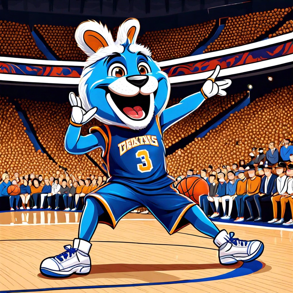 a mascot performing for the crowd during halftime