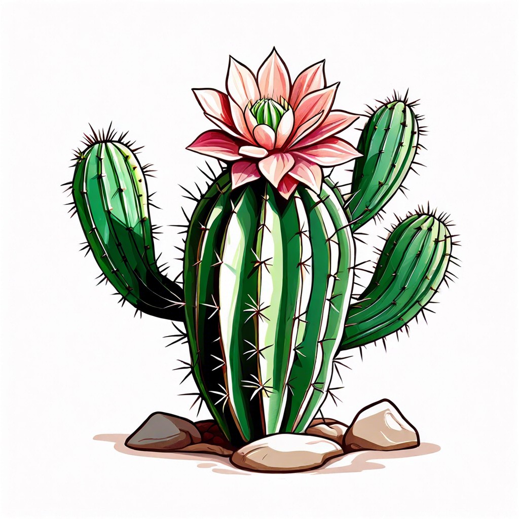a miniature cactus with a single flower