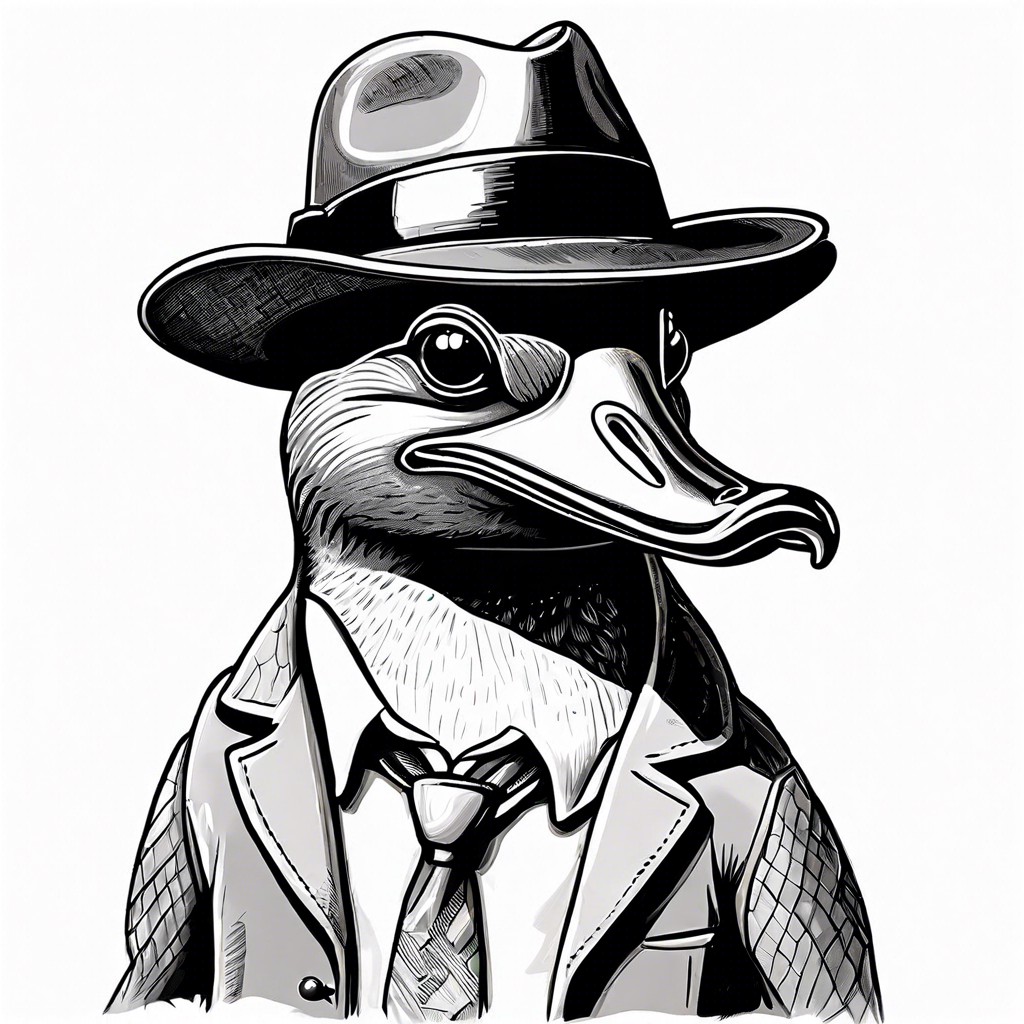 a platypus in a detectives outfit