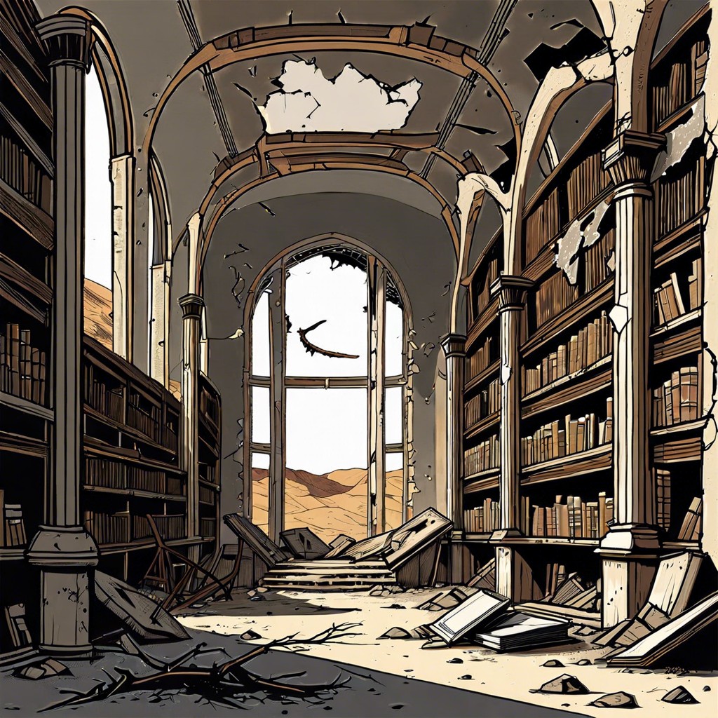 a post apocalyptic library
