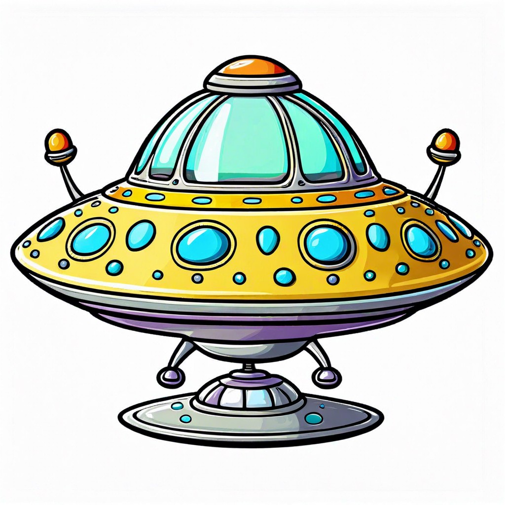 a quirky alien in a flying saucer