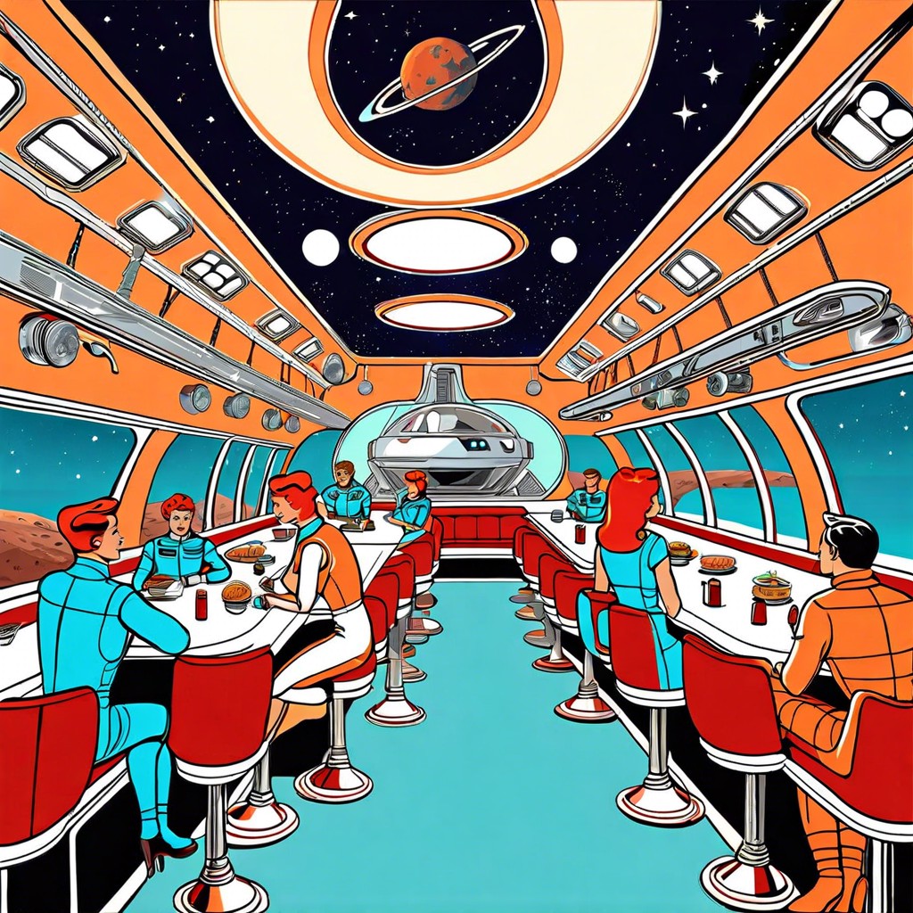 a retro futuristic diner on mars
