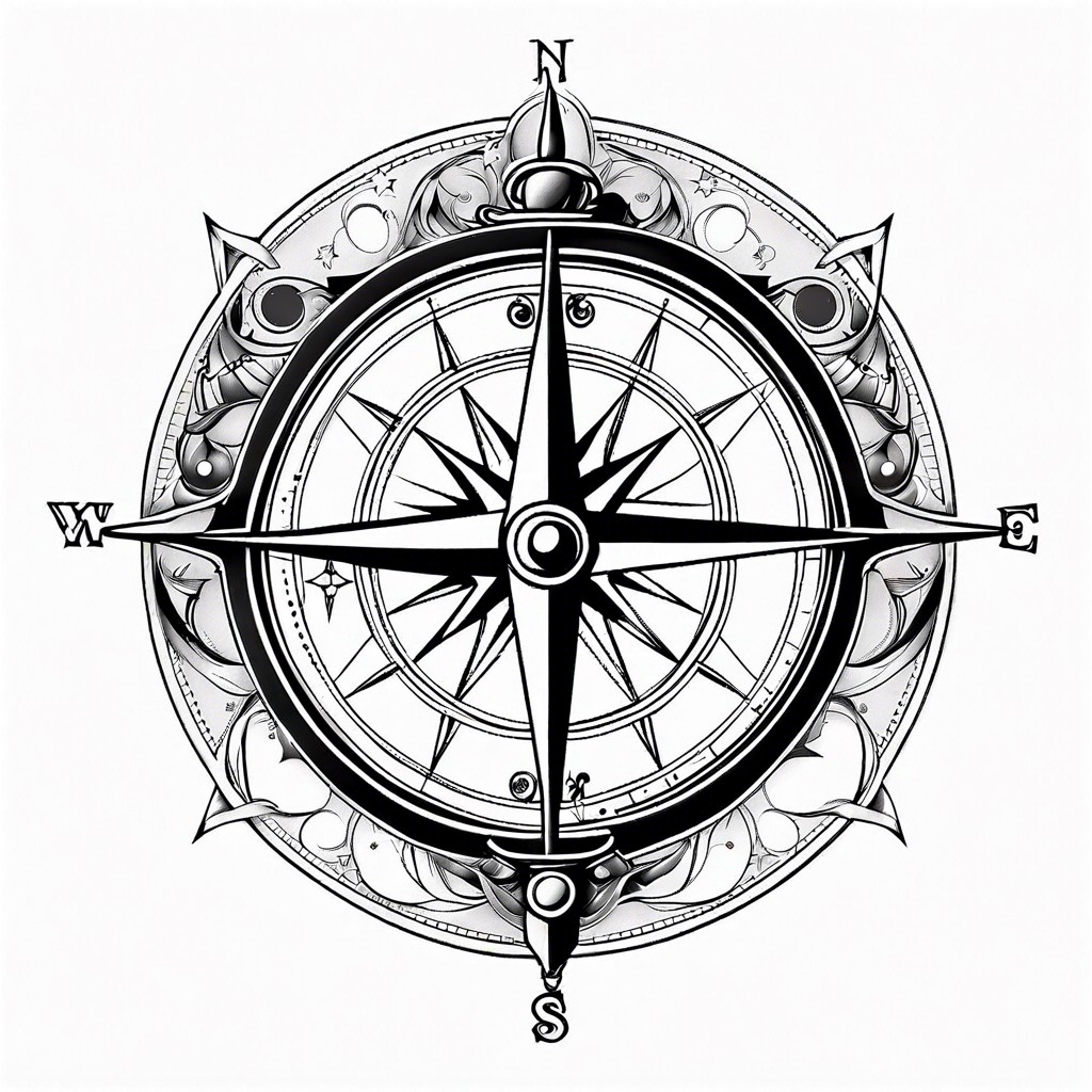 a sailors compass transforming into celestial bodies
