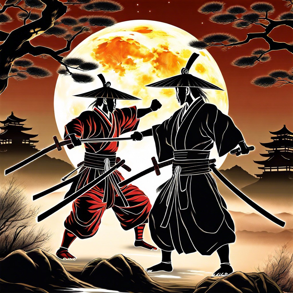 a samurai battling shadow monsters
