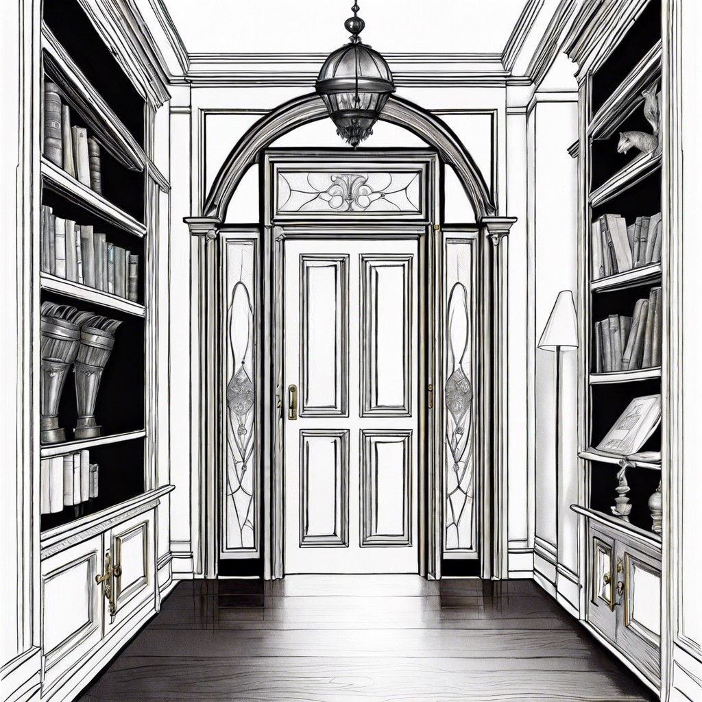 a secret room behind a bookcase that leads to a hallway of doors to different dimensions