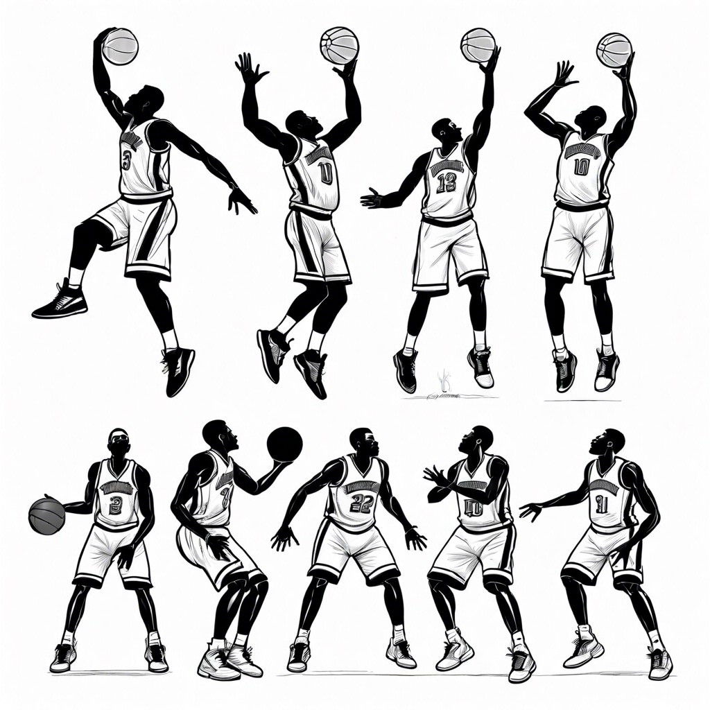 a sequence showing the evolution of a jump shot