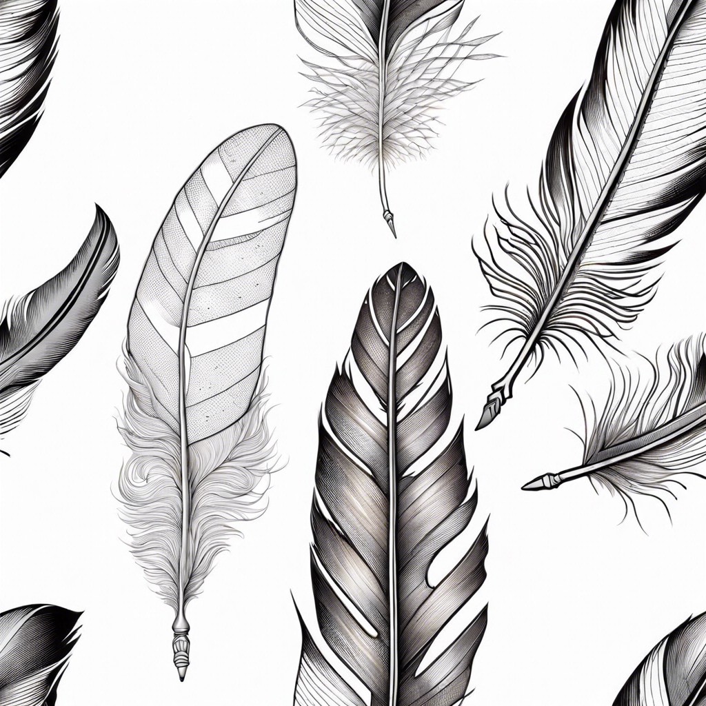 a single feather with detailed lines