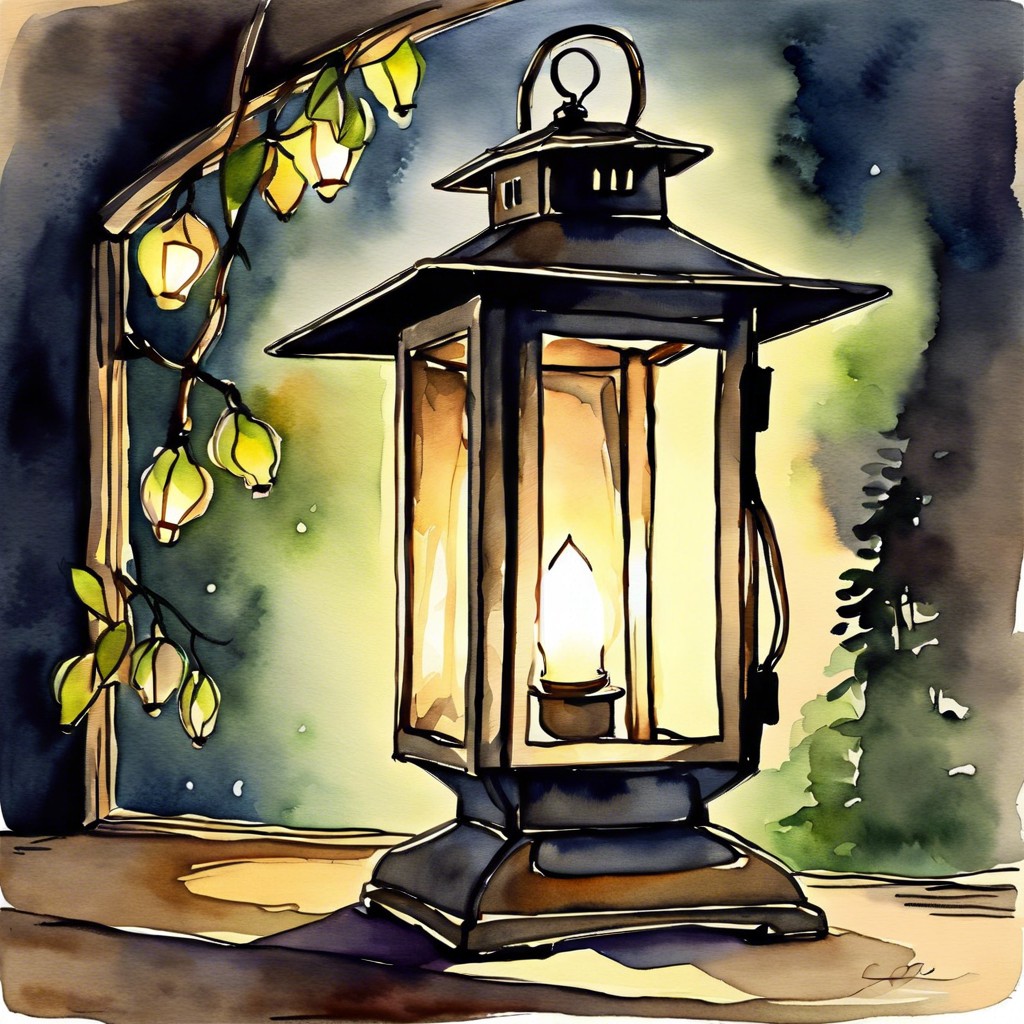 a small lantern glowing softly