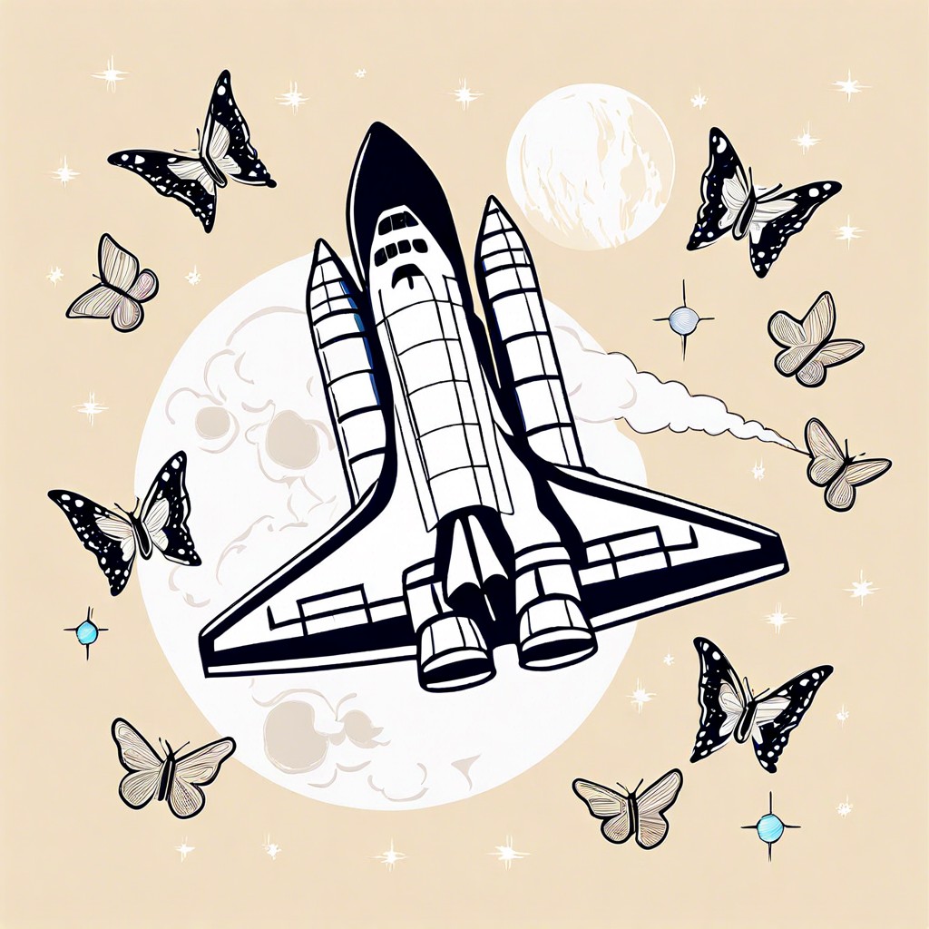 a space shuttle with butterfly wings