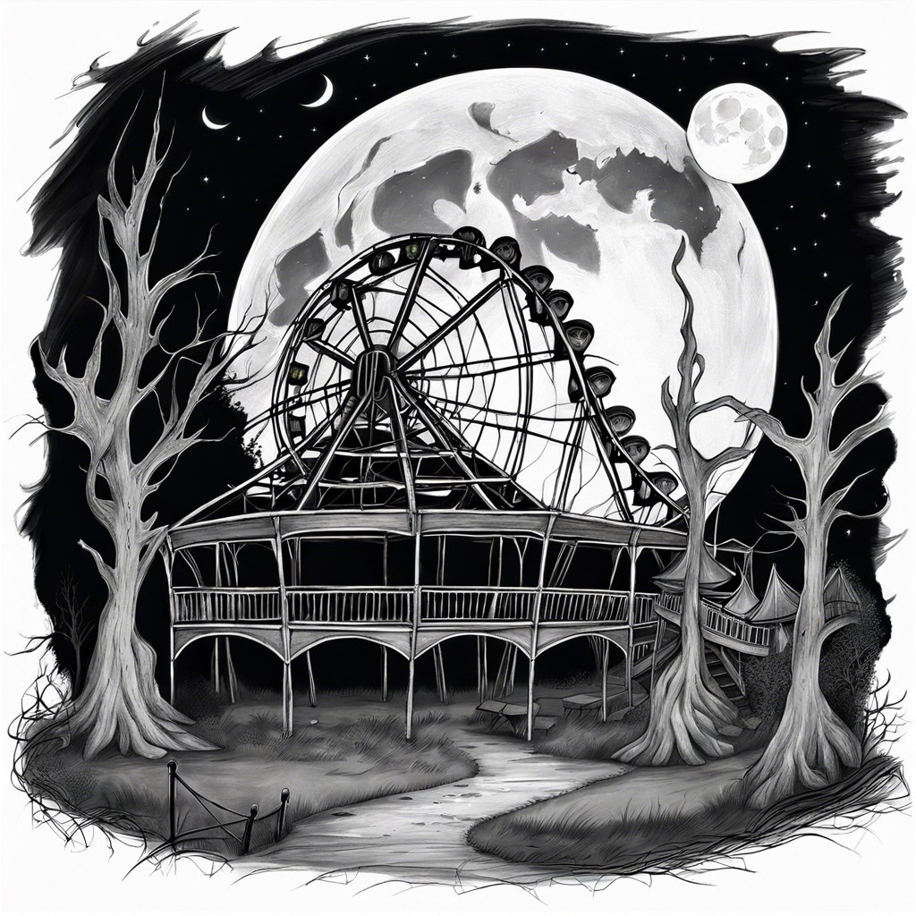 a spooky abandoned amusement park