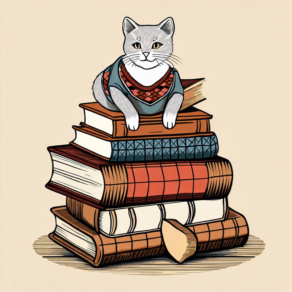 a stack of classic literature books with a preppy sweater