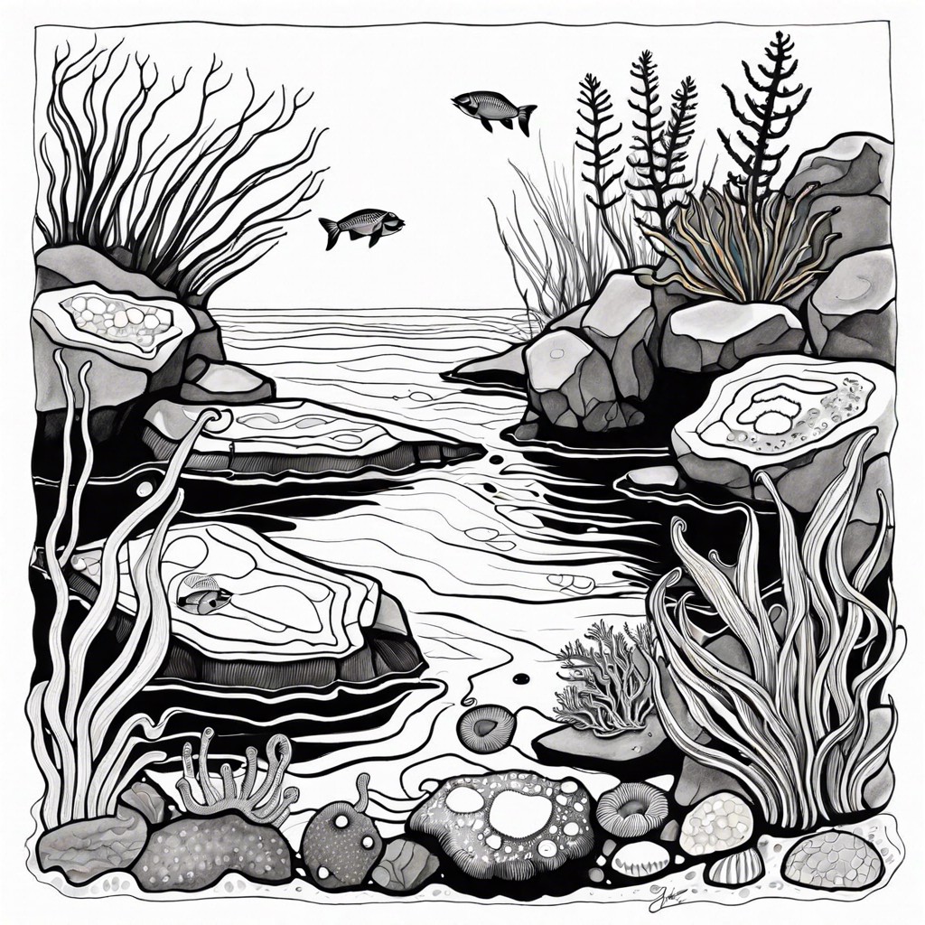 a tide pool with marine life