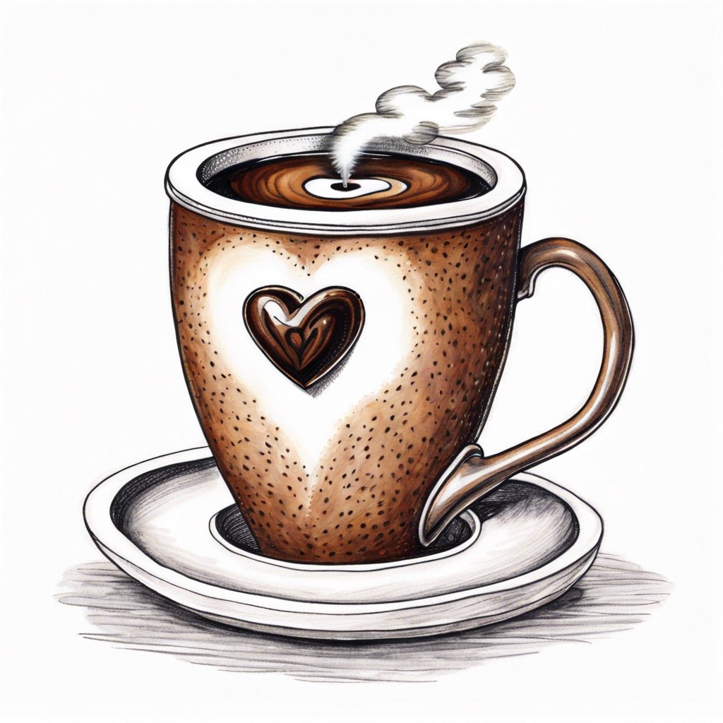a tiny coffee mug with steam hearts