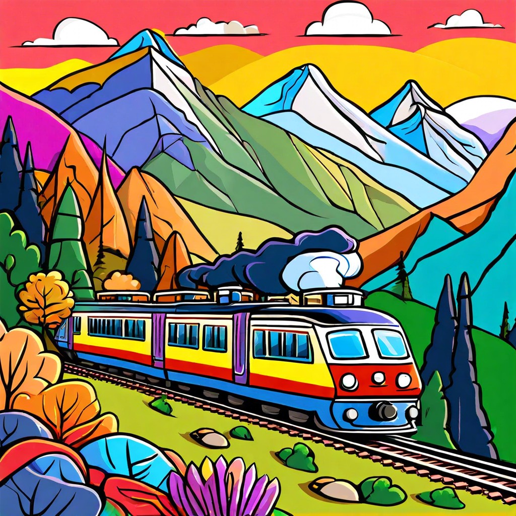 a train chugging through the mountains
