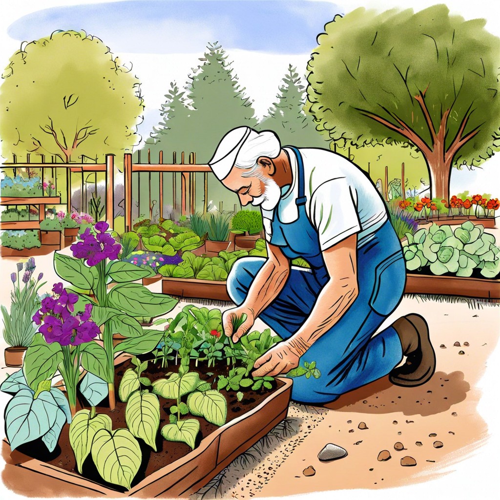 a veteran volunteering in a community garden