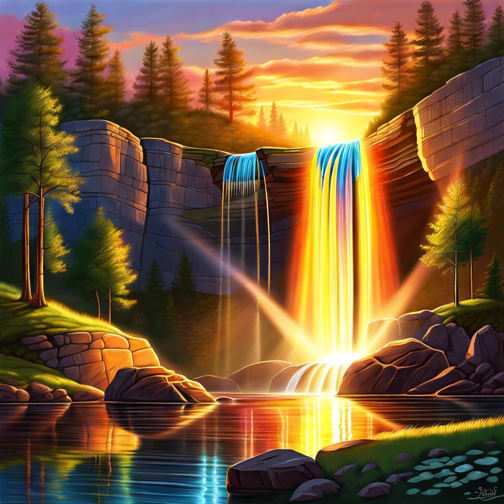 a waterfall that turns into light