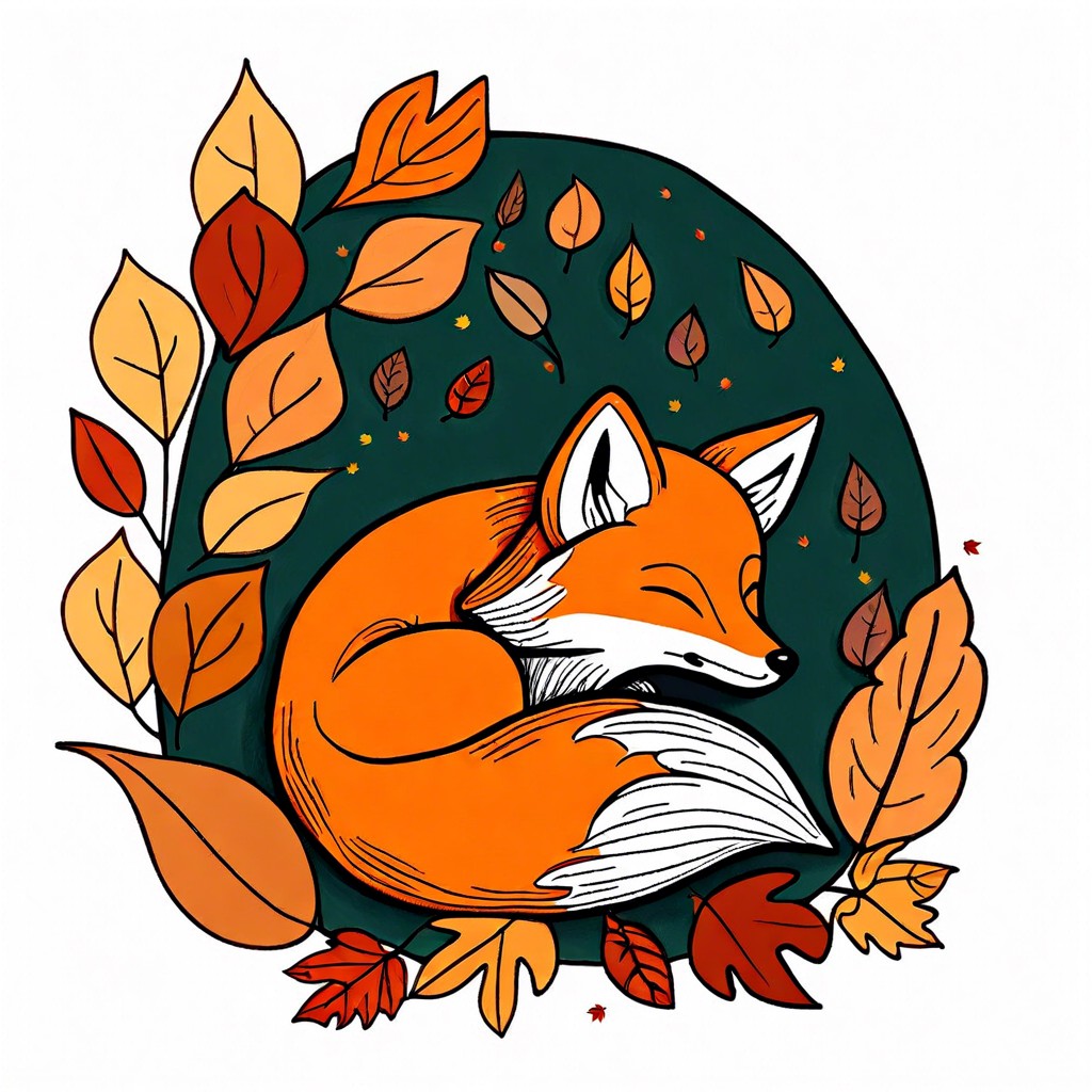 a wee fox curled up in a leaf