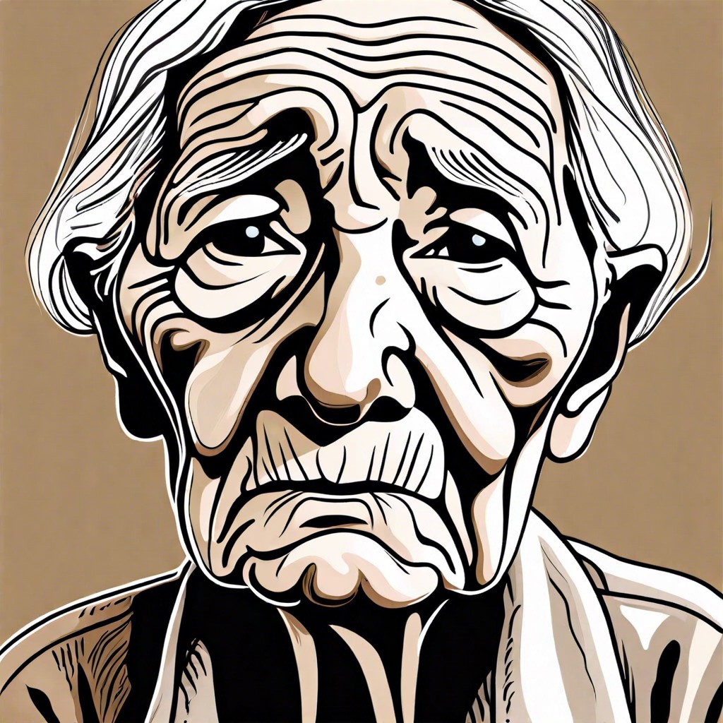 a wrinkled elderly face showing emotions